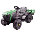 Wielki Traktor Na Akumulator Z Przyczepą, Miękkie Koła, Miękkie Siedzenie Zielony /bdm0925