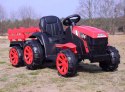 Wielki Traktor Na Akumulator Z Przyczepą "Power 06" Czerwony, Miękkie Siedzenie/wh-777