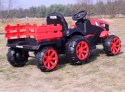 Wielki Traktor Na Akumulator Z Przyczepą "Power 06" Czerwony, Miękkie Siedzenie/wh-777